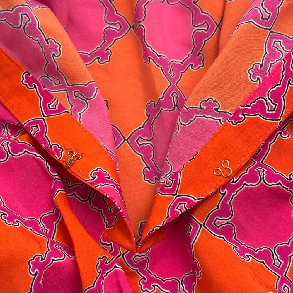 Banana Republic orange and pink print v-neck maxi dress 6 - Picture 6 of 11